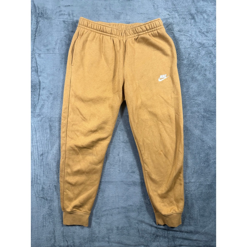 Nike Mens Sportswear Club Fleece Joggers Mustard Tan Gold Sweatpants Size M